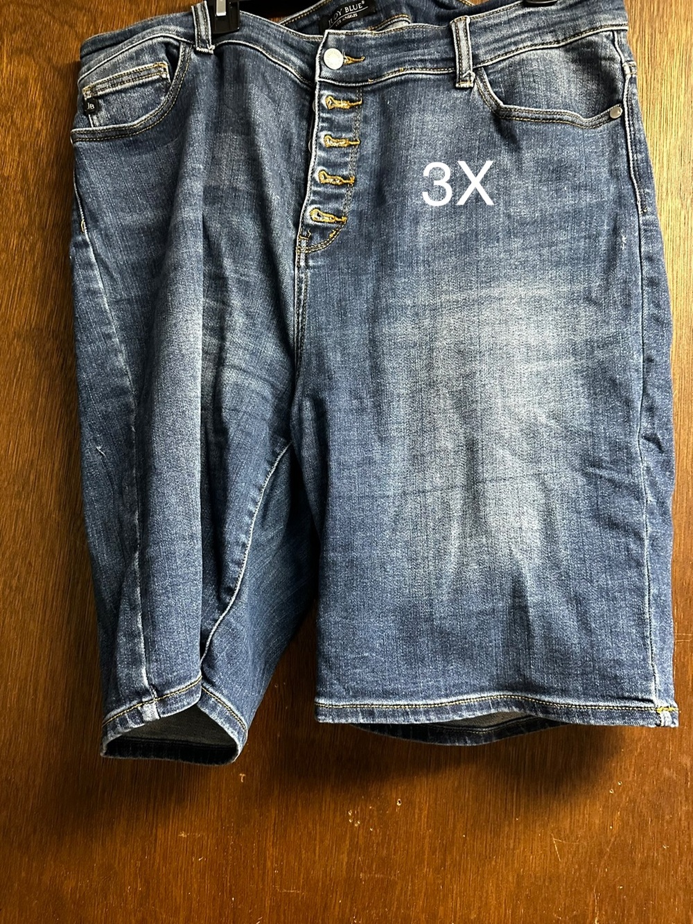 Women's Blue Denim Button-Fly Shorts